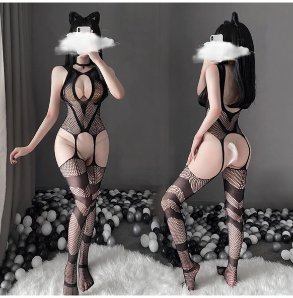 FEE ET MOI - Seductive Open Bust Crotchless Bodystocking (Black) FEE ET MOI - Seductive Open Bust Crotchless Bodystocking (Black)